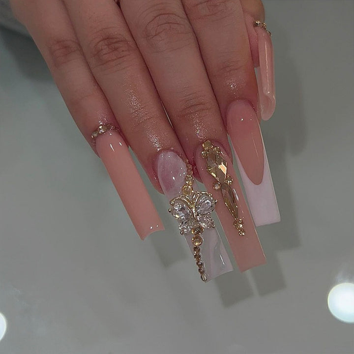 Glamorous Glittery Stiletto Press-On Nails Kalsten