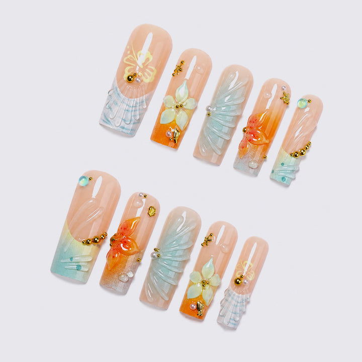 Artificial nail set with floral and luxurious decorations Kalsten