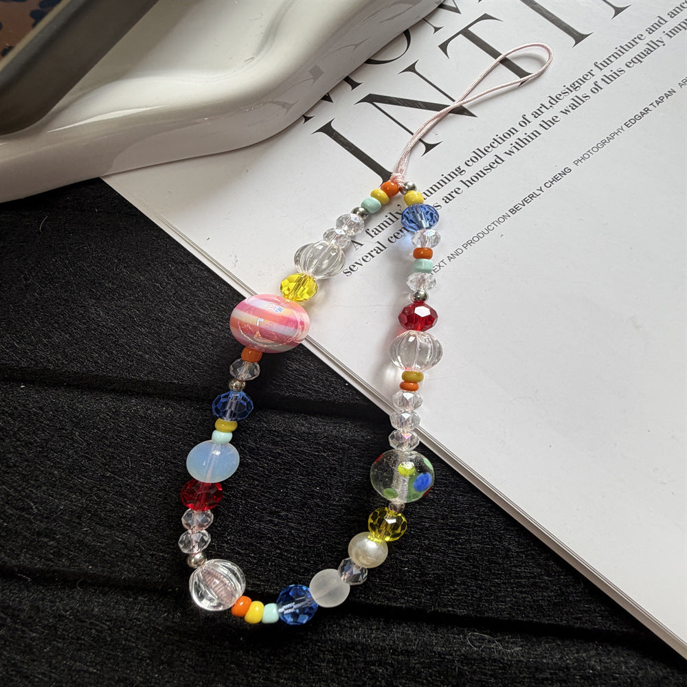 Flower-Themed Beaded Phone Lanyard Kalsten