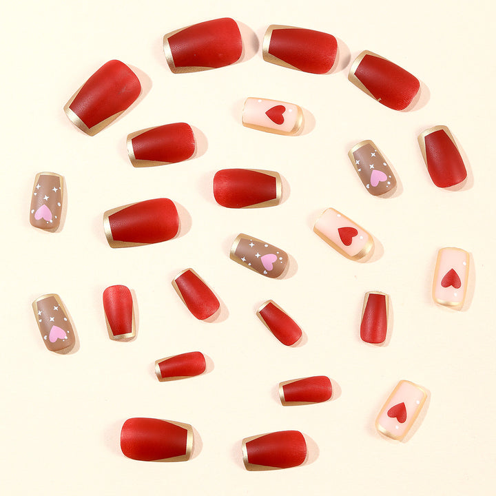 Decorative Heart-Accent Gel Nail Art Extensions Kalsten