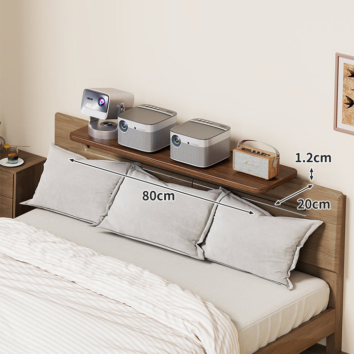 Headboard-Mounted Floating Bedside Shelf for Projectors and Devices