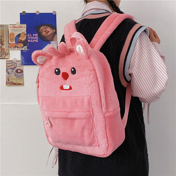 Cute Plush Animal-Themed Backpack