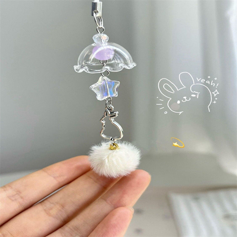 Cute Bunny-Themed Faux Fur Keychain Kalsten