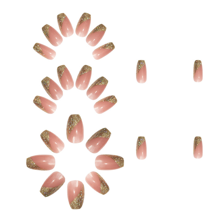 Glamorous artificial nail set with sparkling glitter and French tip Kalsten