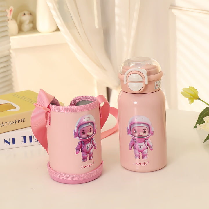 Women's insulated drinking bottle with cute animal design and practical carrying strap Kalsten