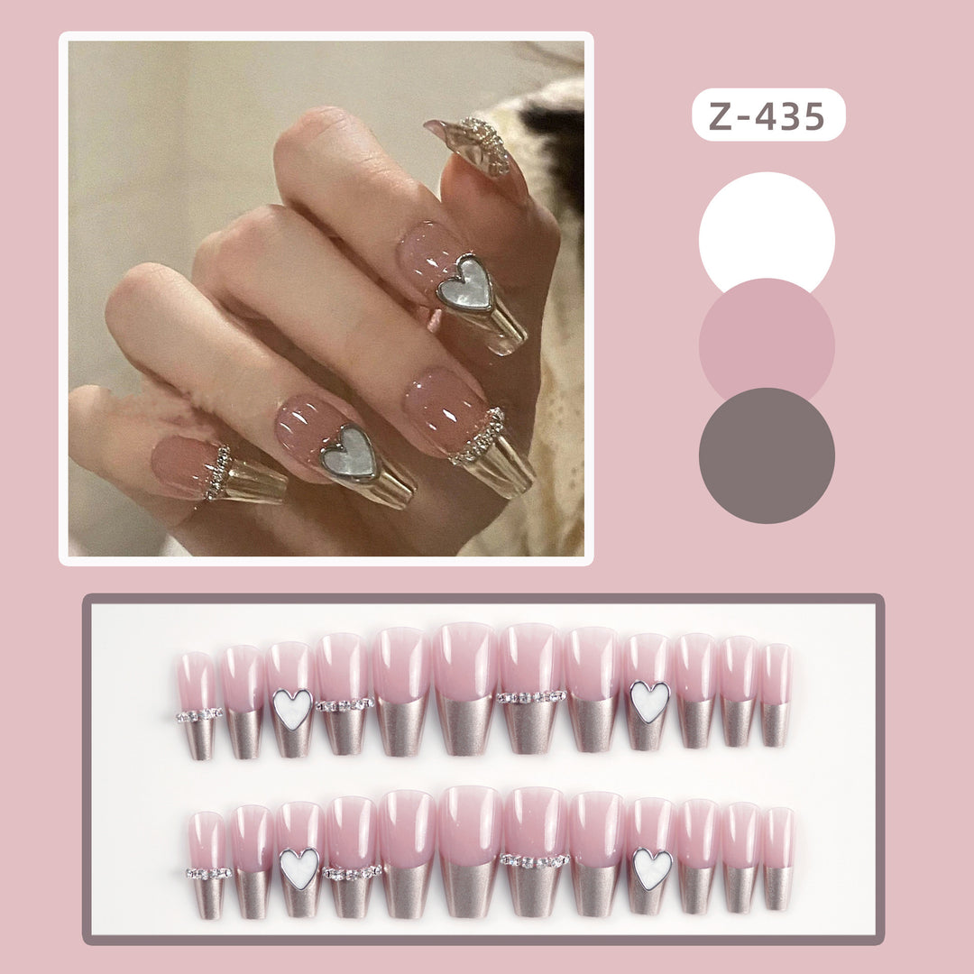 Heart-Embellished Press-On Nail Art Kalsten