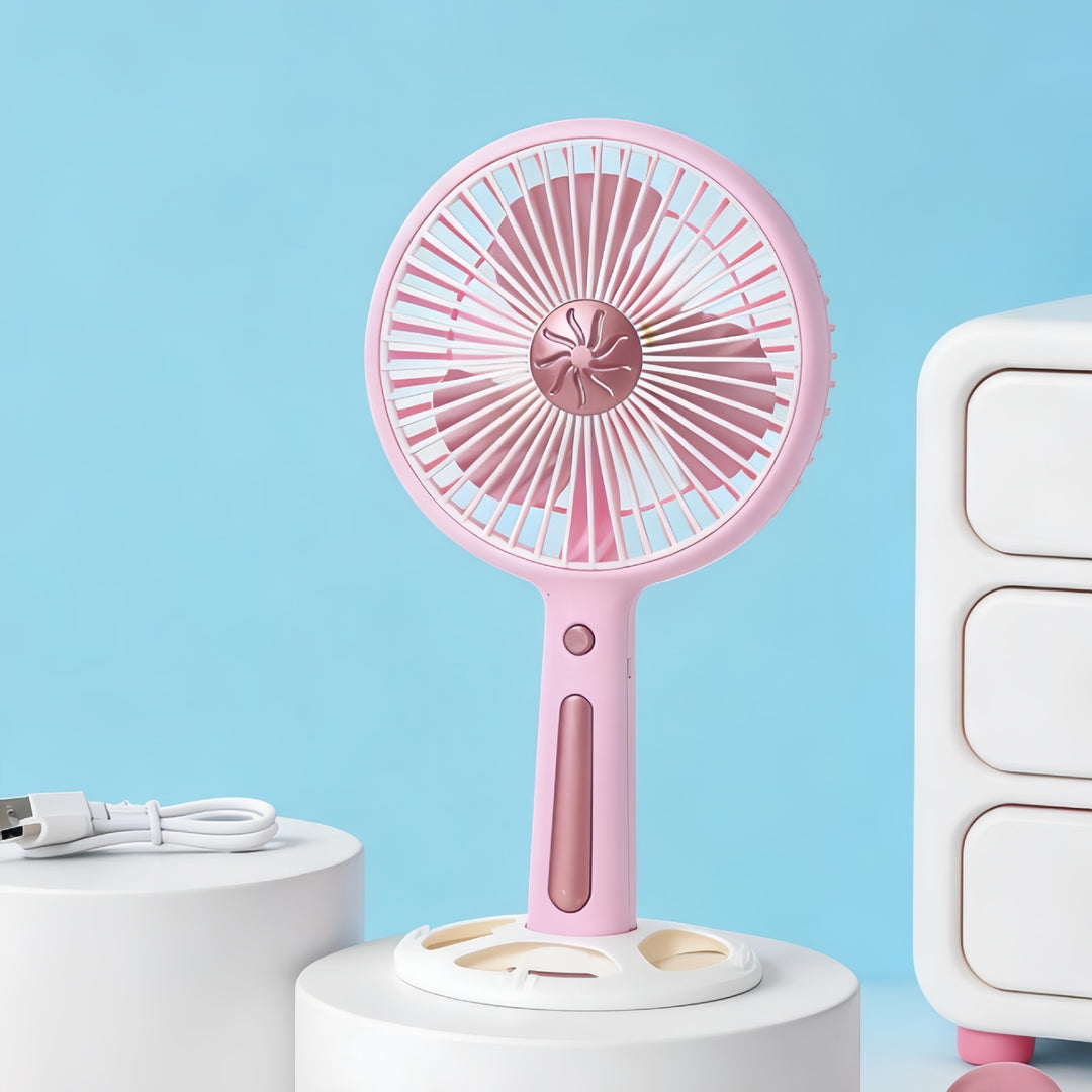 Women's Portable Mini Fan with USB Charging Function and Ergonomic Handle Kalsten