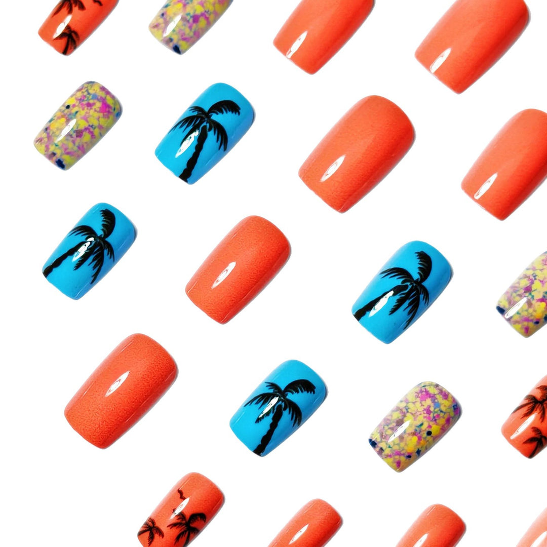 Artificial nails with tropical palm motif Kalsten
