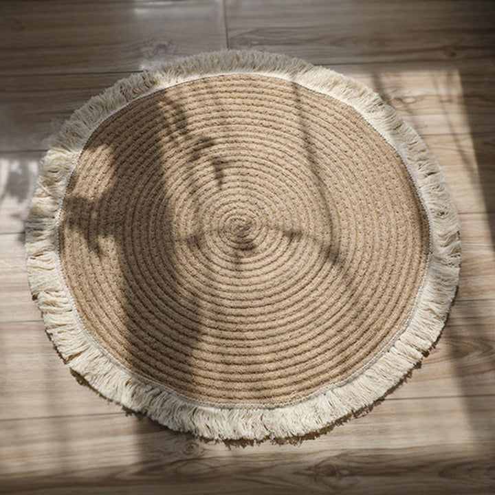 Round Jute Rug with Fringes Kalsten