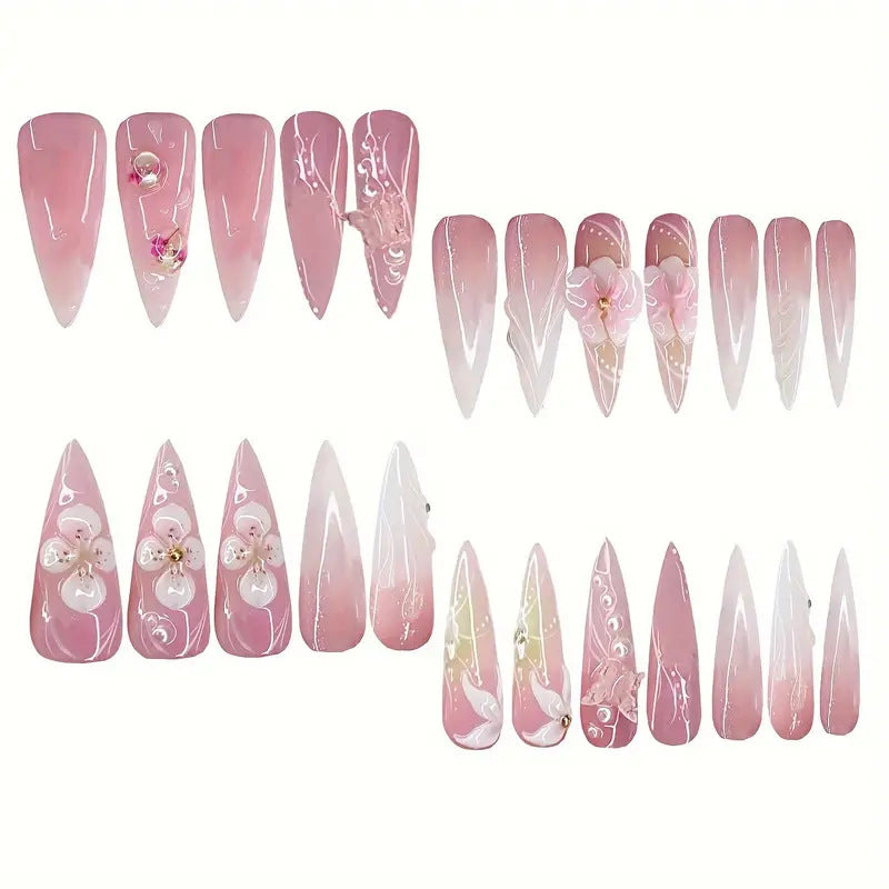 Sculpted Floral Press-On Nail Art Kalsten