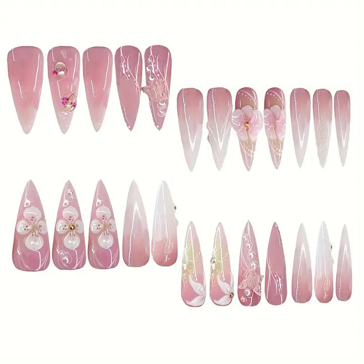 Sculpted Floral Press-On Nail Art Kalsten
