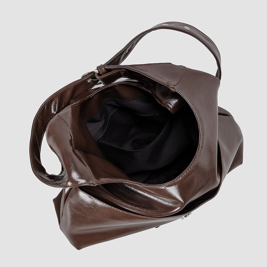 Sleek Patent Leather Hobo Bag