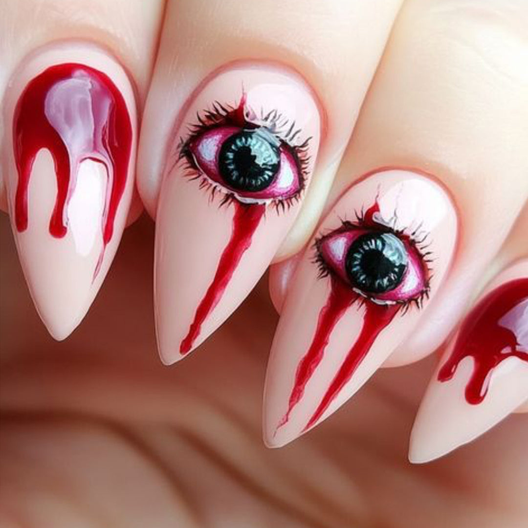 Horror Eye-Inspired Stiletto Nail Art Extensions Kalsten