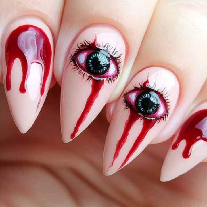 Horror Eye-Inspired Stiletto Nail Art Extensions Kalsten