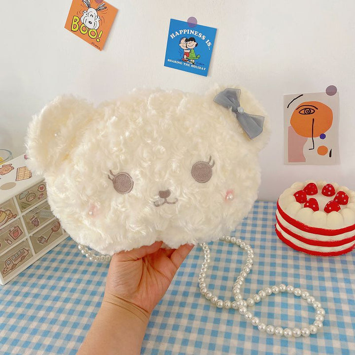 Plush Animal-Themed Crossbody Bag