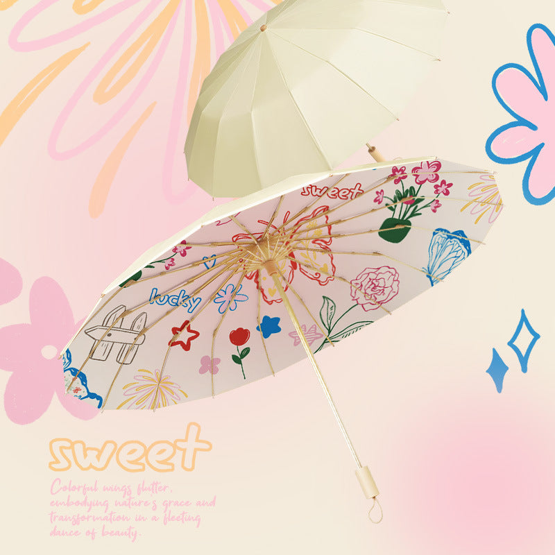 Ladies Folding Umbrella with Playful Animal Design Kalsten