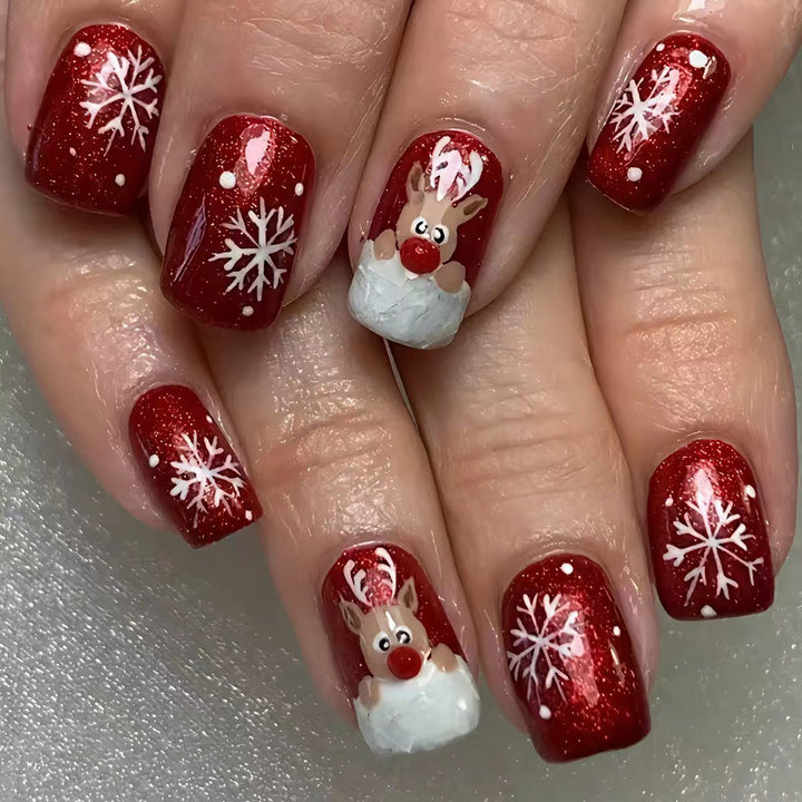 Artificial nails with festive reindeer design Kalsten