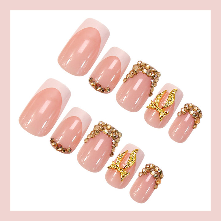 Nail art set with elegant glitter ornaments and stylish French tips Kalsten