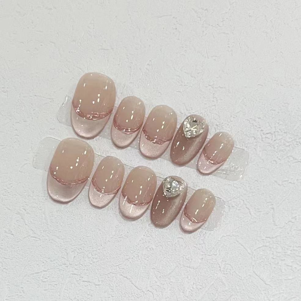 Elegant Press-On Nail Set with Jewel Accents Kalsten