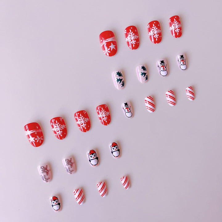Artificial nail set with winter motifs and glamorous Christmas designs Kalsten