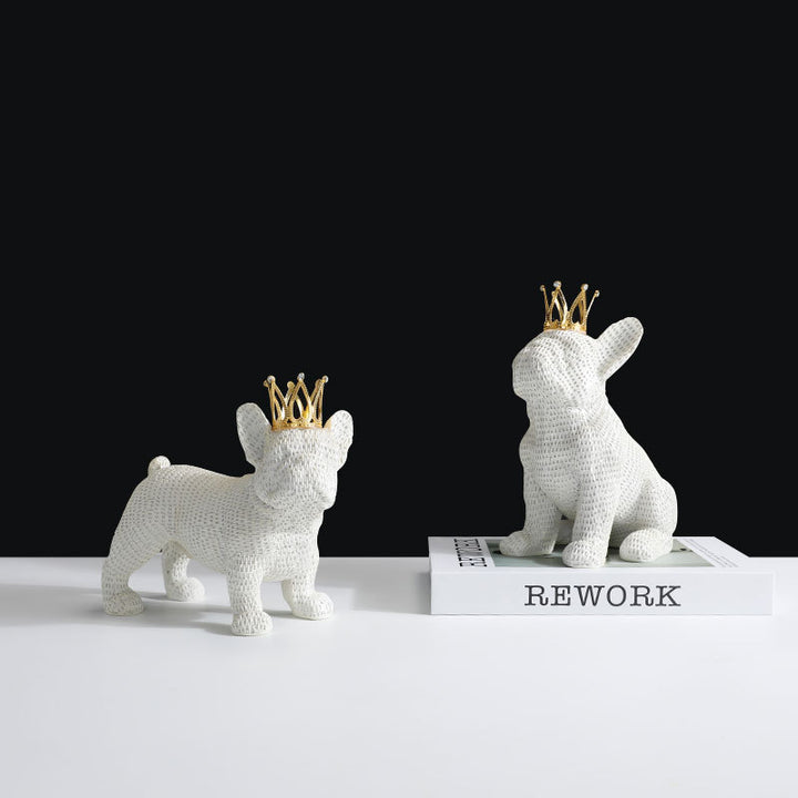 Decorative Dog Figurine with Crown