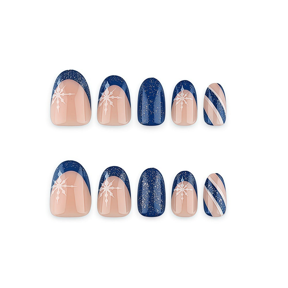 Artificial nails with sparkling blue and floral design Kalsten