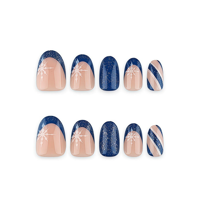 Artificial nails with sparkling blue and floral design Kalsten