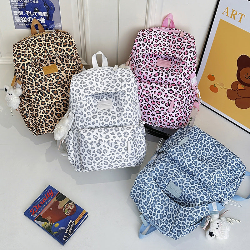 Playful Leopard Print School Backpack Kalsten