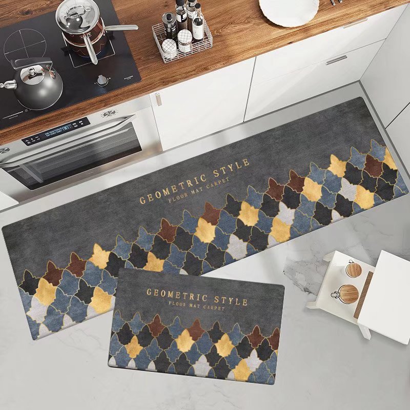 Marble-Pattern Kitchen Runner Mat Set Kalsten