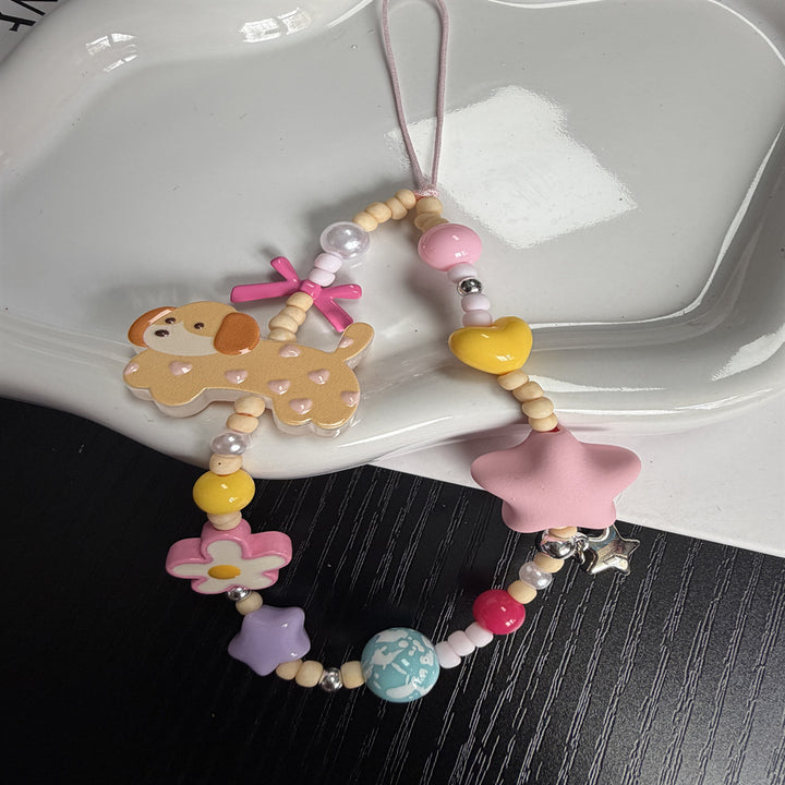 Beaded Dog Charm Keychain Kalsten