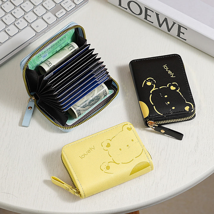 Playful Cartoon Pattern Zippered Wallet