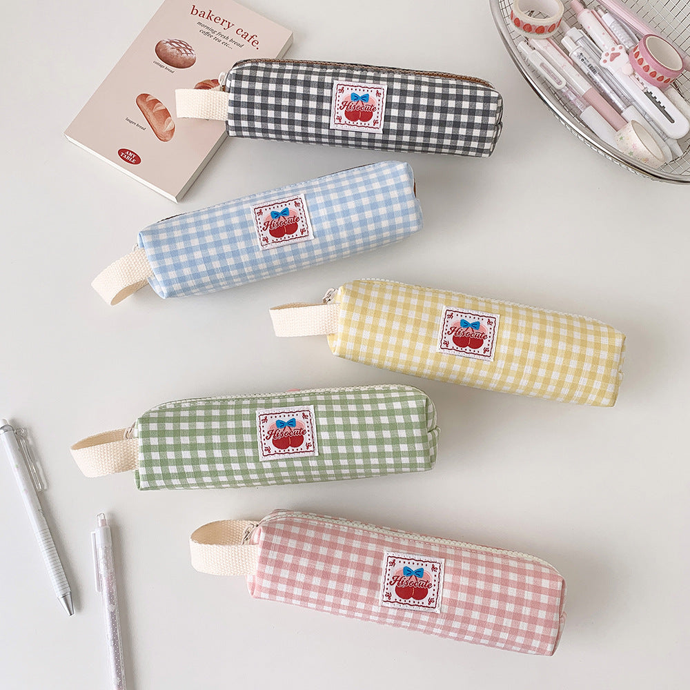Vintage Checkered Pencil Case