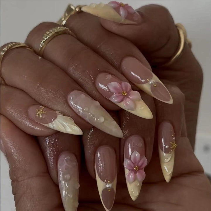 Artistic Floral Stiletto Nail Enhancements Kalsten