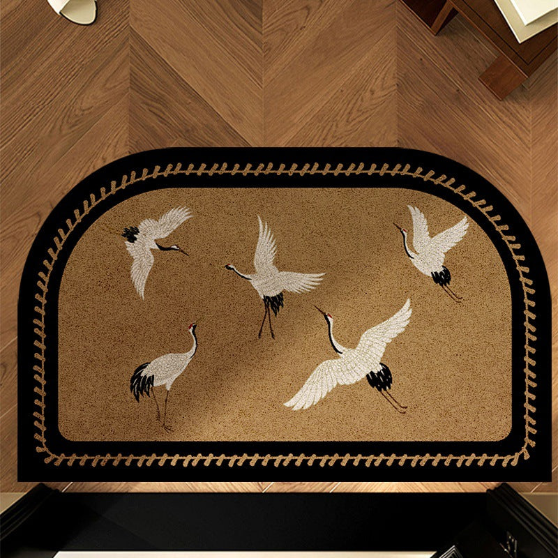 Artistic Swallow-Themed Half-Round Door Mat