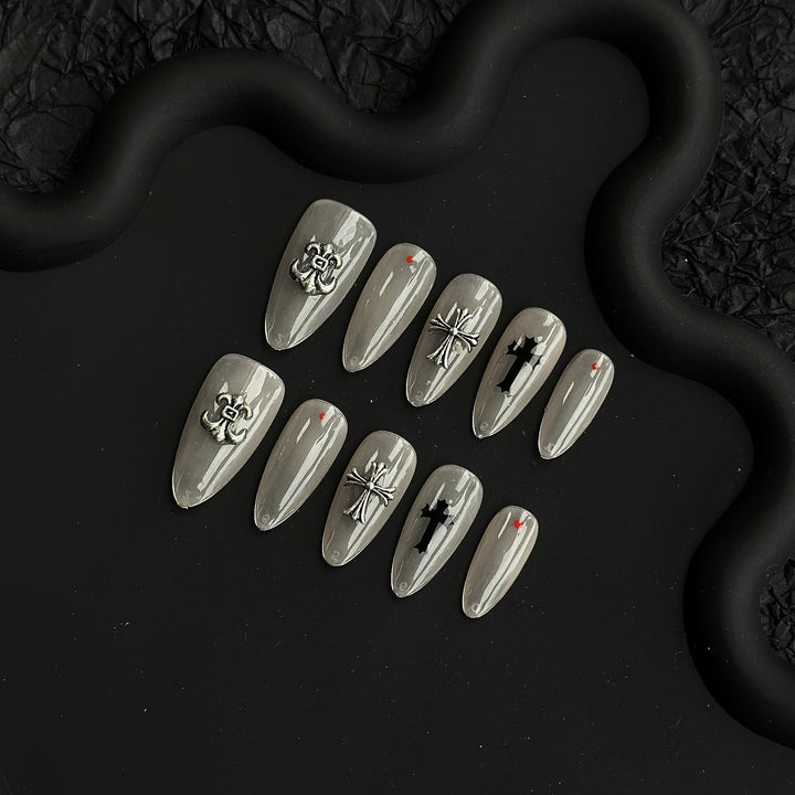 Artistic Themed Press-On Nails with Decorative Elements