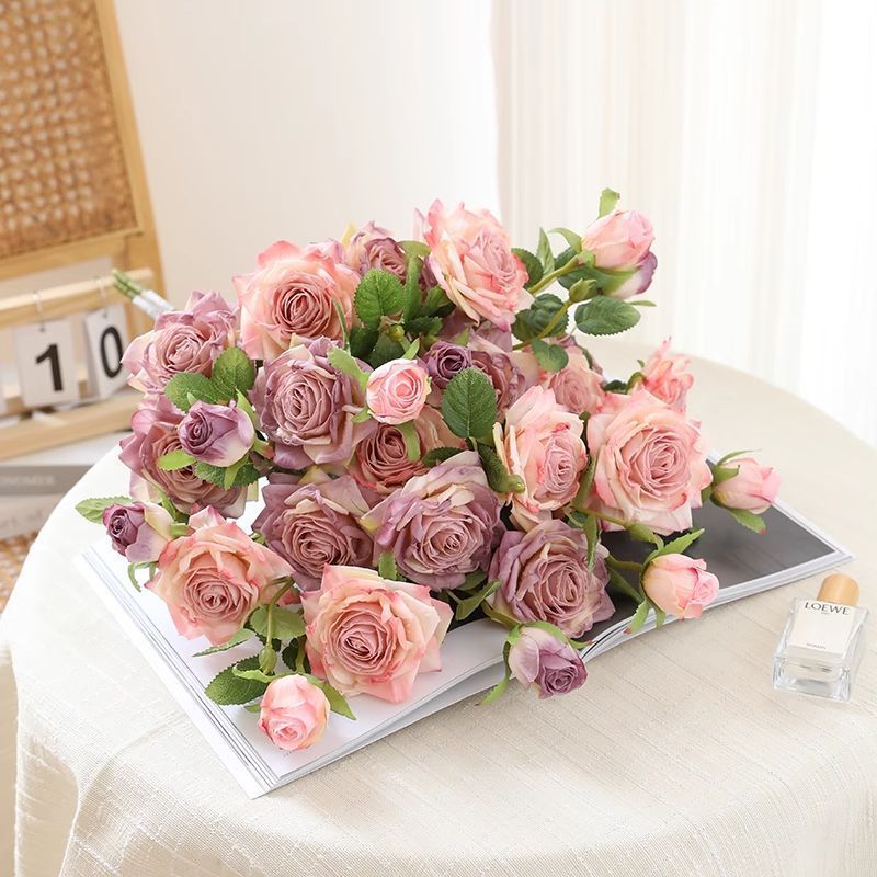 Realistic Multi-Rose Floral Bouquet