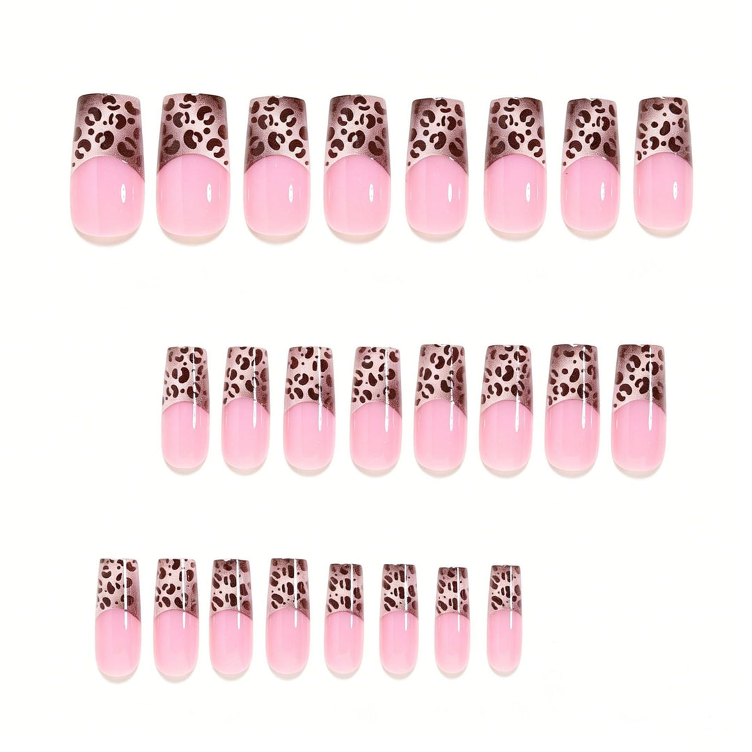 Elegant Leopard Print French Tip Press-On Nails Kalsten