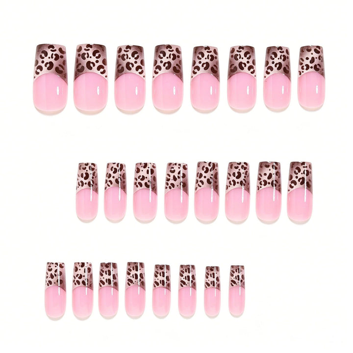 Elegant Leopard Print French Tip Press-On Nails Kalsten