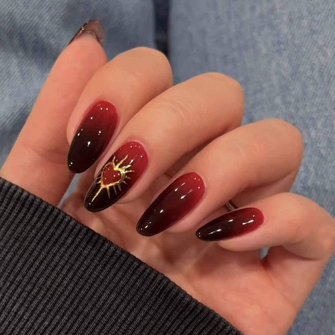 Artificial Nail Set with Glamorous Heart and Sun Motif Kalsten