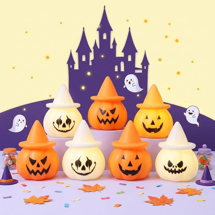 Halloween LED Pumpkin Mood Light with Witch Hat