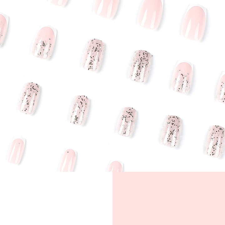 Artistic Nail Extensions with Glitter and French Tips Kalsten