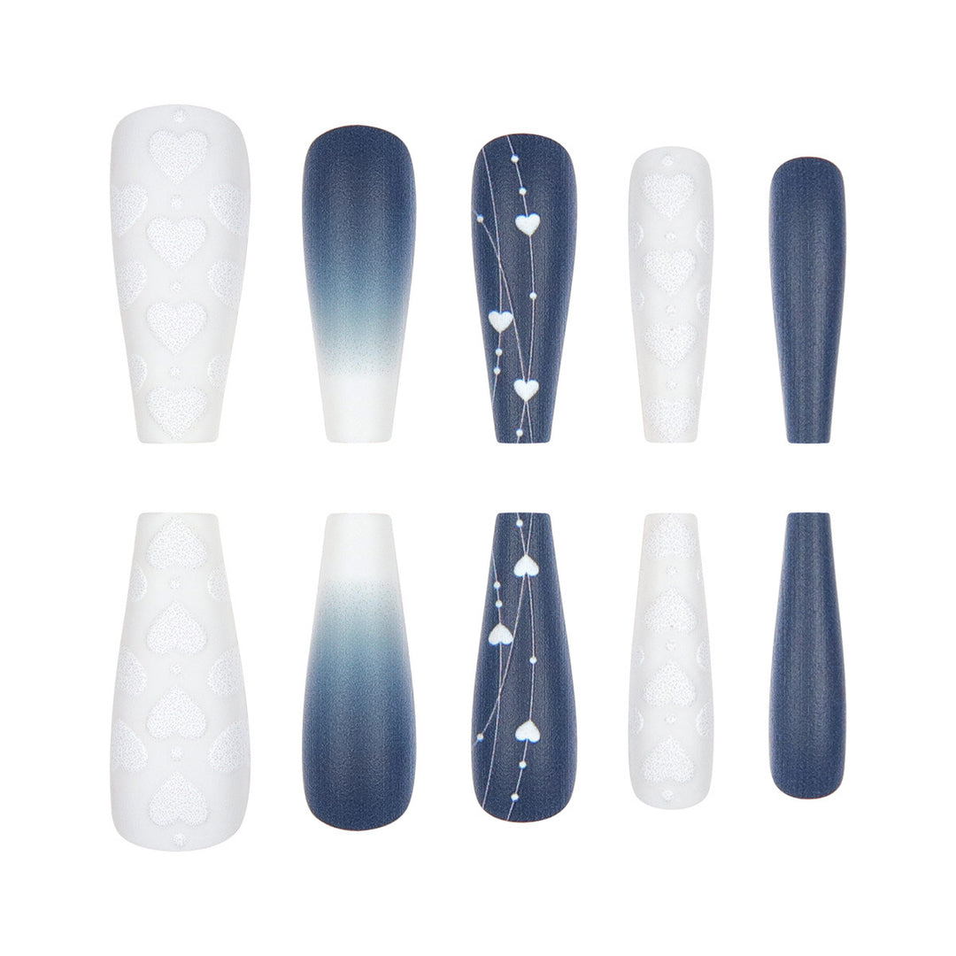 Elegant Heart-Designed Long Stiletto Press-On Nails Kalsten