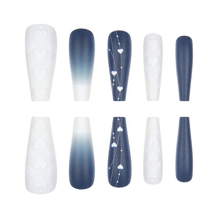 Elegant Heart-Designed Long Stiletto Press-On Nails Kalsten