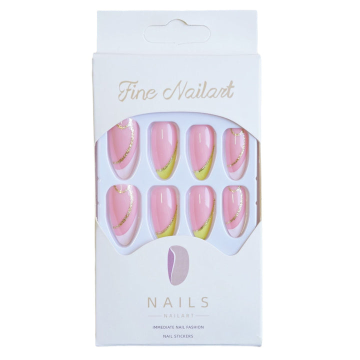 Glamorous French Tip Press-On Nails with Glittering Accents