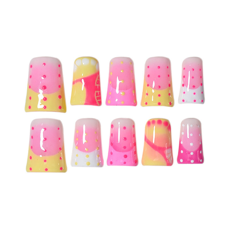 Long Press-On Nail Extensions with Artistic French Tips Kalsten