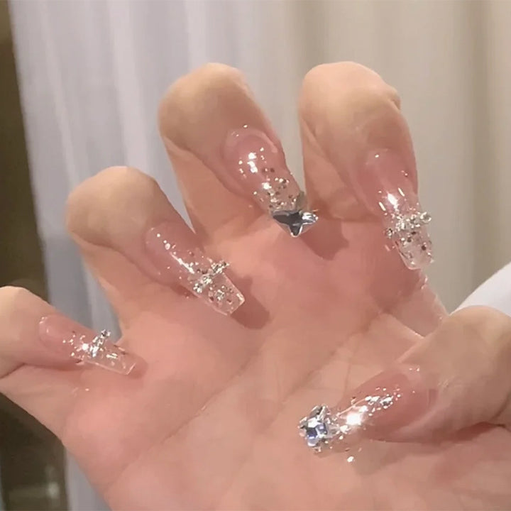 Stylish heart and ombre design artificial nails Kalsten
