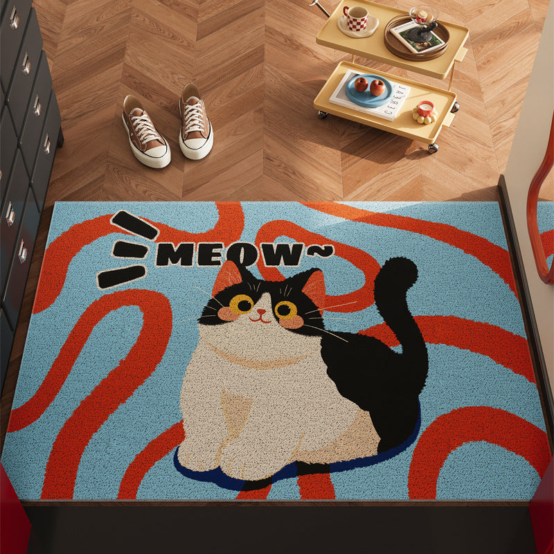 Playful Cartoon Cat-Themed Doormat