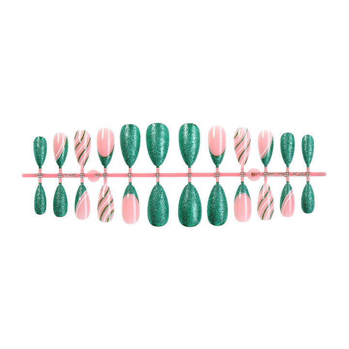 Creative nail set with glitter and marbling effect Kalsten