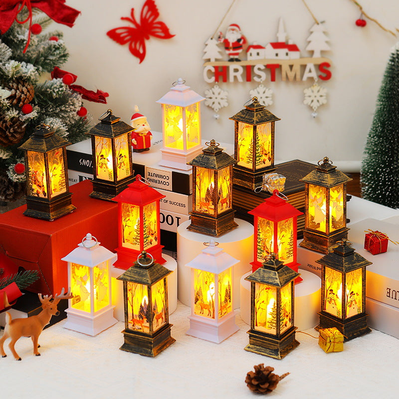 Nostalgic LED Christmas lantern with movable Santa motif Kalsten