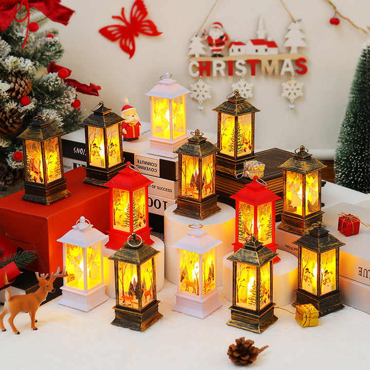Nostalgic LED Christmas lantern with movable Santa motif Kalsten